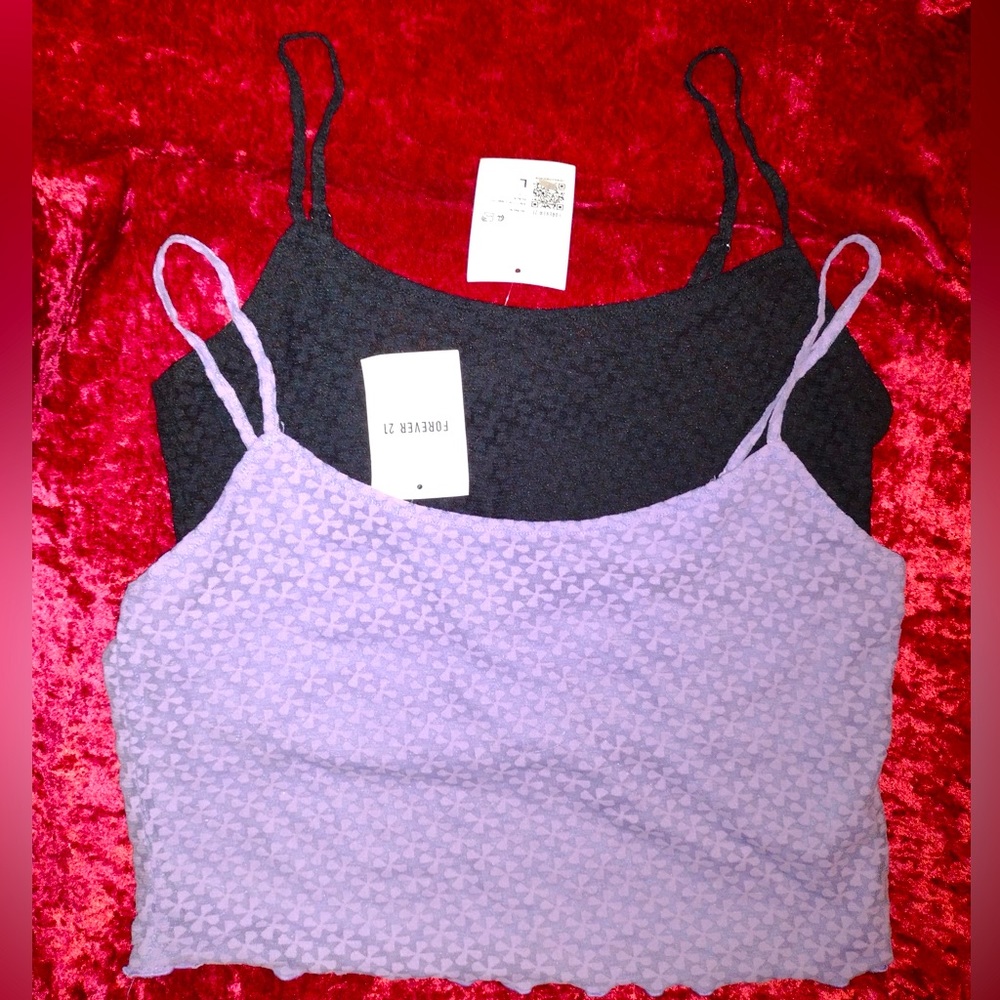 NWT Forever 21 Cropped Camisole Tank Tops - Floral Mesh Holiday Gift Bundle